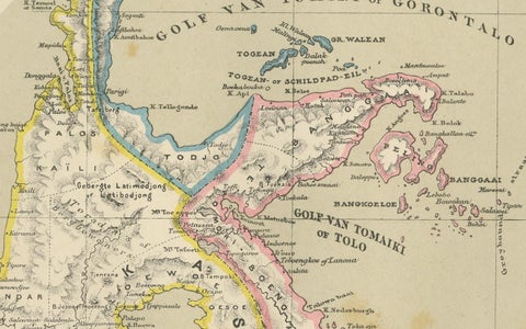 Antique Colonial Map of Celebes Sulawesi & Lesser Sunda Islands, 1884, close-up 6
