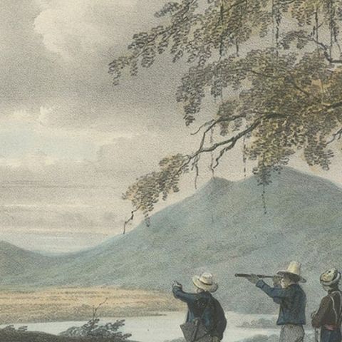 Antique Print of a Poeloe Sari and Karang Sari Mountain, West Java, Indonesia, close-up 3