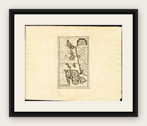 Antique Map of the Maluku Islands by Van der Aa, 1725, shown framed