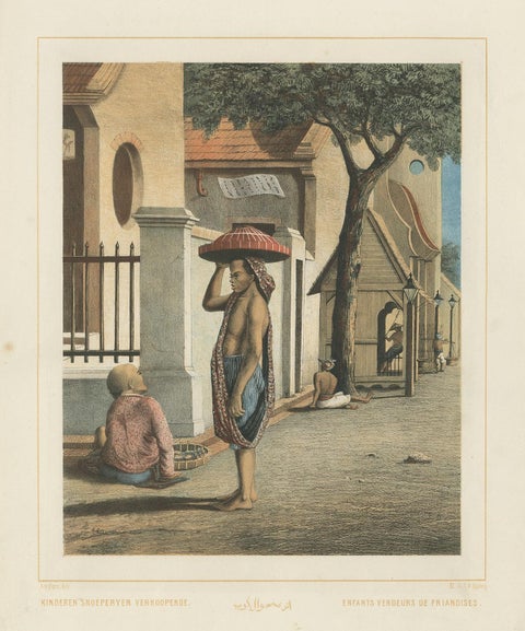 Antique Print of Javanese Children Selling Candy by Van Pers 'circa 1850', view 4