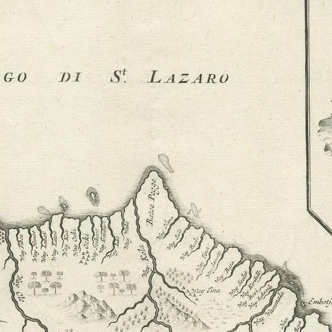 Antique Map of Buru Island, Indonesia, c.1725, close-up 1