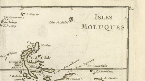 Antique Map of the Moluccas & Celebes, Le Rouge, French Engraving c.1750, close-up 6