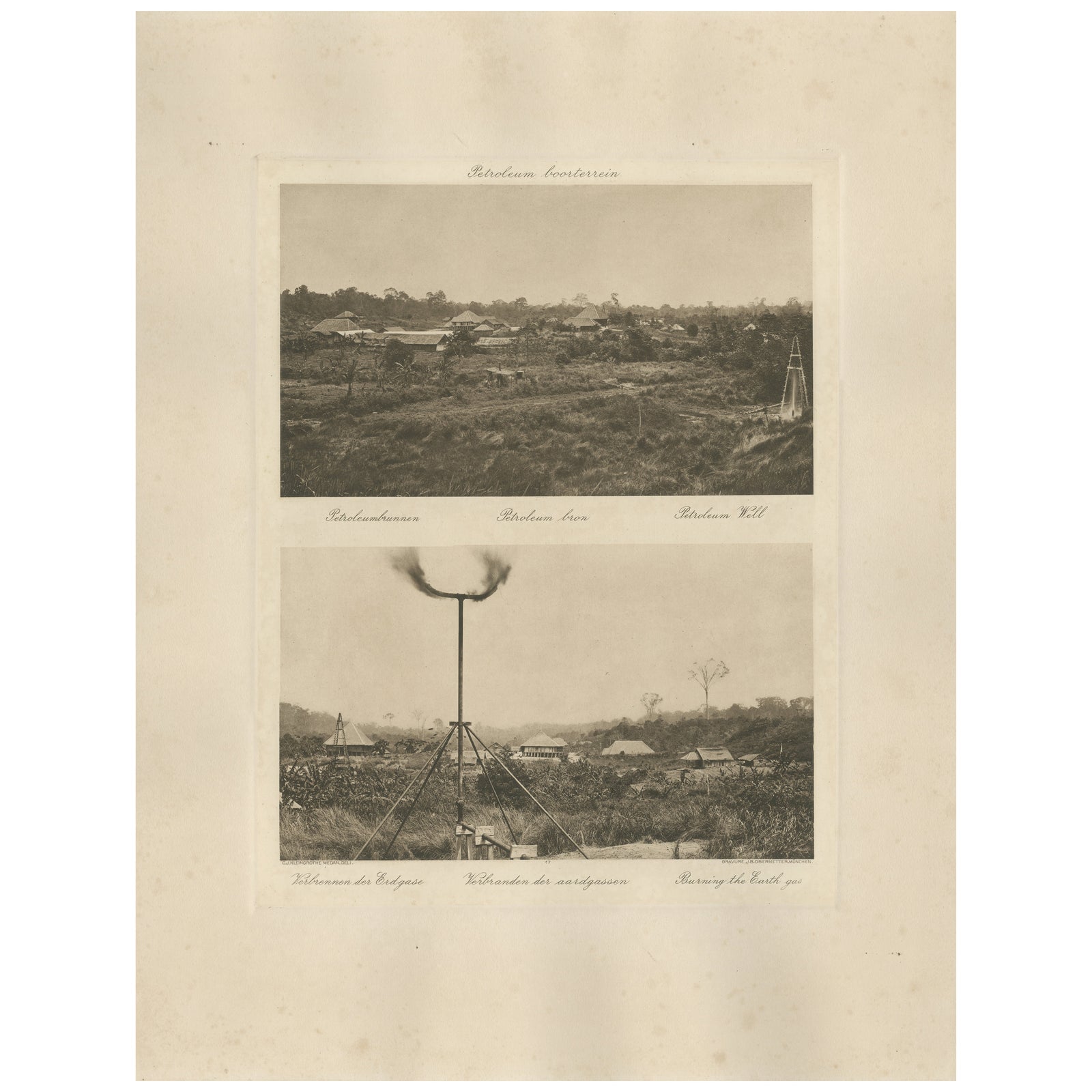 Petroleum Fields with Gas Flares, Aceh, C.J. Kleingrothe Photo c.1910