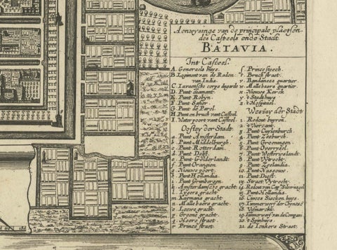 Rare 1681 Map of Batavia: Detailed Dutch Colonial Era Cartography, 1681, close-up 2
