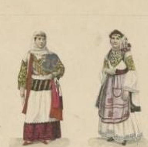 Antique Costume Print of Greece, Java, Scotland and Others, C.1875, close-up 1