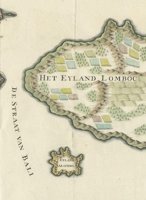 1726 Valentyn's Map of Bali and Lombok, Original Engraving, close-up 2