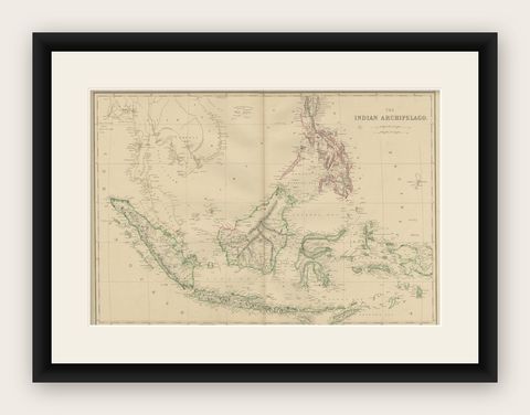 Antique Map of the East Indies by W. G. Blackie, 1859, shown framed