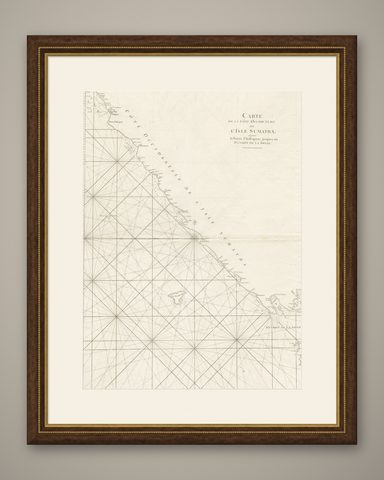 Sea Chart of Part of the Southwestern Coast of Sumatra & Nias, Indonesia, C1775, shown framed