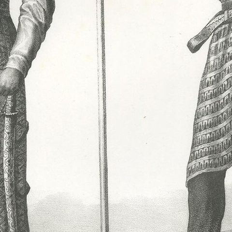 Antique Print of Inhabitants of Java (Indonesia) by Honegger (1845), close-up 2