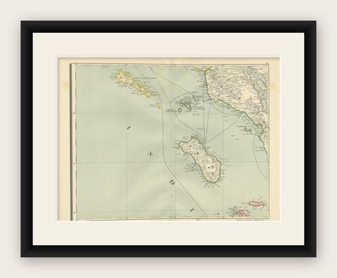 Antique Map of the Nias Archipelago, Sumatra, Indonsia, 1900, shown framed