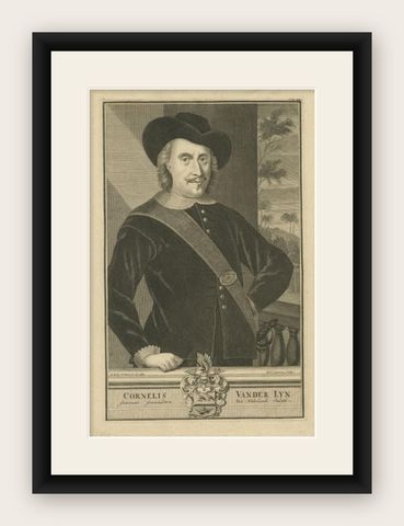 Antique Portrait of C. van der Lijn, Governor-General of the Dutch East Indies, shown framed