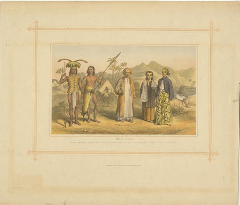 Original Antique Print of Natives of Indonesia with title Malay Race, 1882, view 2