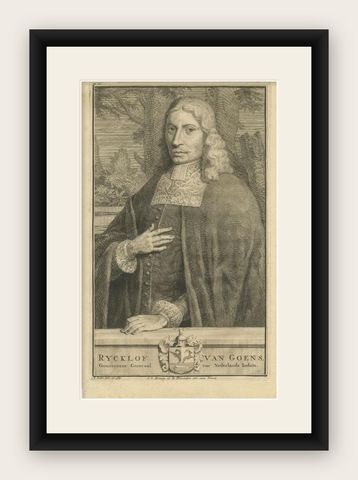 Antique Portrait of Rijckloff v Goens, Governor-General of the Dutch East Indies, shown framed