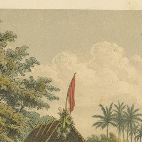 Antique Print of Kampong Djambattan 'Java' by M.T.H. Perelaer, 1888, close-up 1