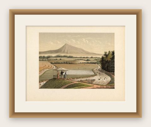 Antique Print of Mount Pangrango ‘Java’, Indonesia, 1888, shown framed