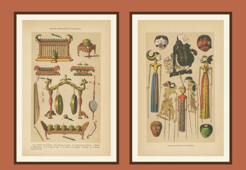 Antique Javanese Prints, Gamelan Instruments & Wayang Puppets, c.1860, view 4
