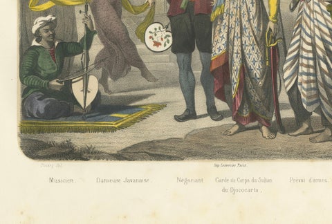 Javanese Court Scene, Musician, Dancer, and Sultan’s Guard, c.1845, close-up 4