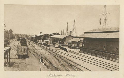 Belawan Railway Station & Soengei Deli River, Sumatra, Antique Photo, c.1910, close-up 2