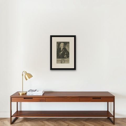 Ioan Van Hoorn: Esteemed Governor-General of the VOC, Dutch East Indies, 1724, shown framed on a wall, true to size