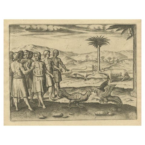 The Cockfight of Java: A 1601 de Bry Engraving of Cultural Pastimes