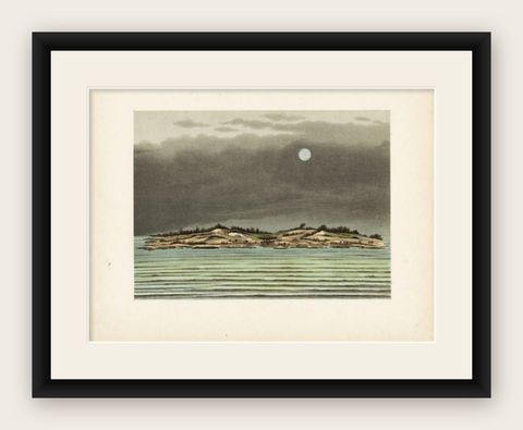 Antique Print of Tanjung Belimbing, Indonesia, 1888, shown framed
