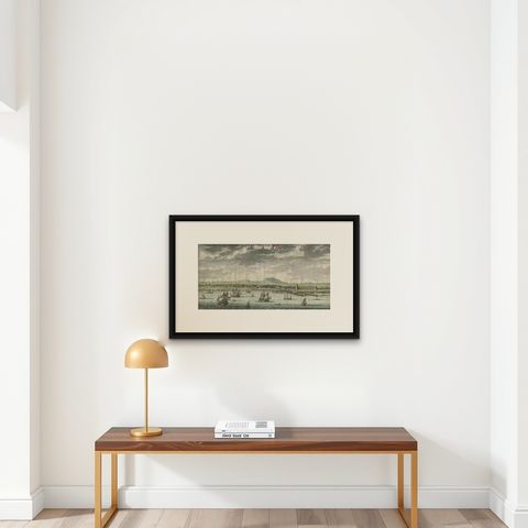 Antique Print of Batavia, Capital of the Dutch East Indies or Indonesia, '1726', shown framed on a wall, true to size