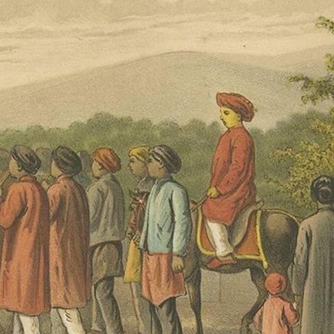 Antique Print of a Javanese Wedding Ceremony by M.T.H. Perelaer, 1888, close-up 1