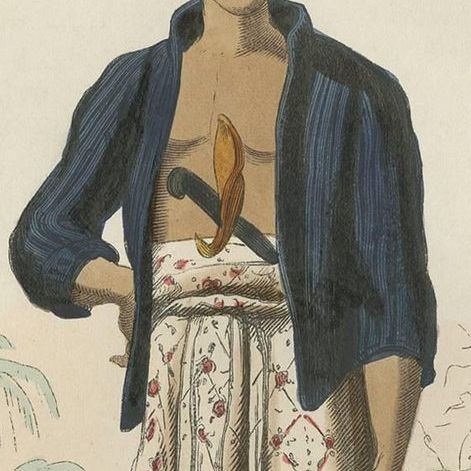 Antique Print of an Inhabitant of Java 'Indonesia' by H. Berghaus, 1855, close-up 1
