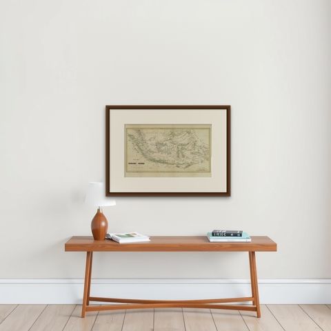 Antique Map of the East Indies by Van der Aa '1849', shown framed on a wall, true to size