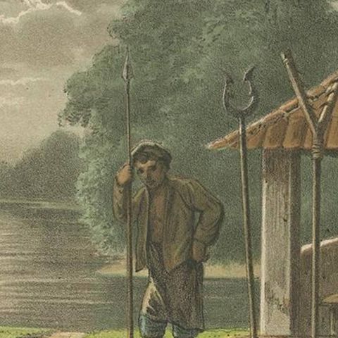Antique Print of a Kampong Guard in Batavia by M.T.H. Perelaer, 1888, close-up 2
