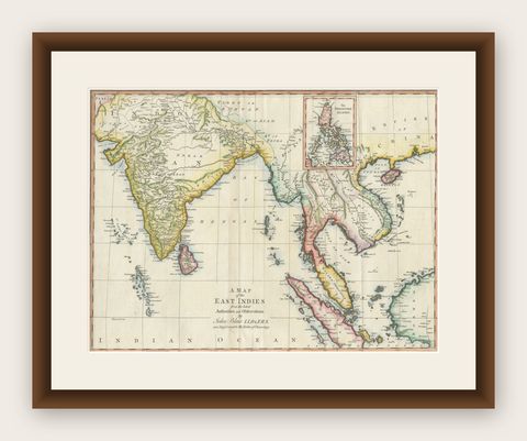 Antique Map of the East Indies by T. Kitchin, Engraved, Circa 1779, shown framed
