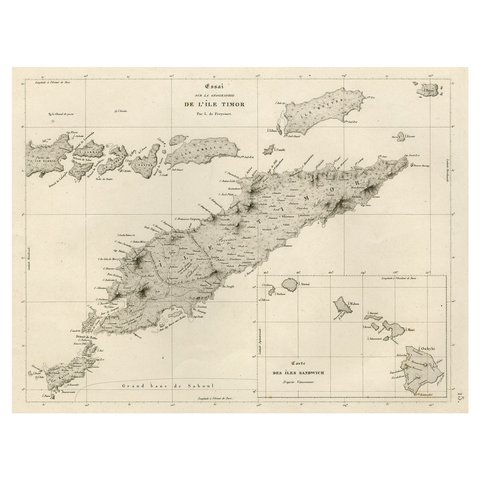 Rare Antique Map with Timor and Nearby Islands Plus an Inset of Hawaii, 1825