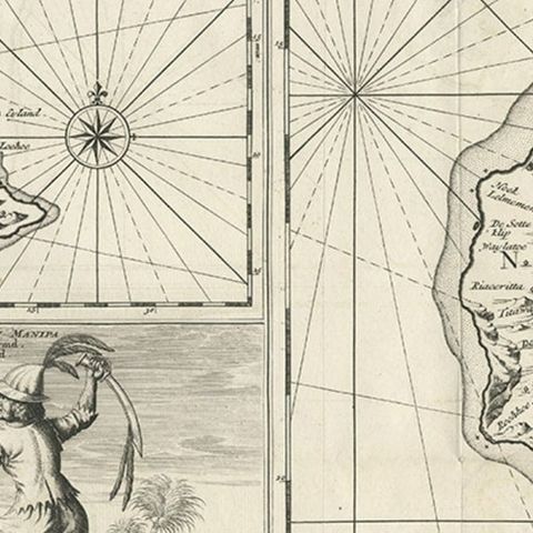 Antique Maps of Manipa, Nusa-Laut, Saparua and Haruku in Maluku, Indonesia 1726, close-up 1