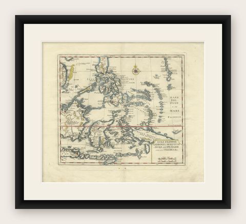 Antique Map Philippines, Moluccas, Celebes, Spice Islands, Tirion, c.1738, shown framed