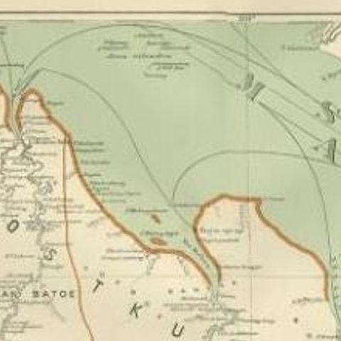 Antique Map of the East Coast of Sumatra , Indonesia, 1900, close-up 1