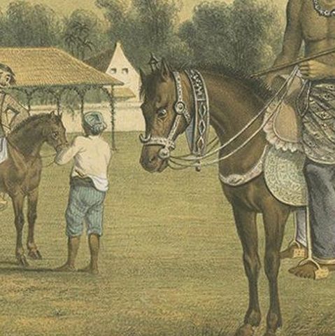 Antique Print of a Javanese Chief Preparing for a Tournament by Van Pers, close-up 2