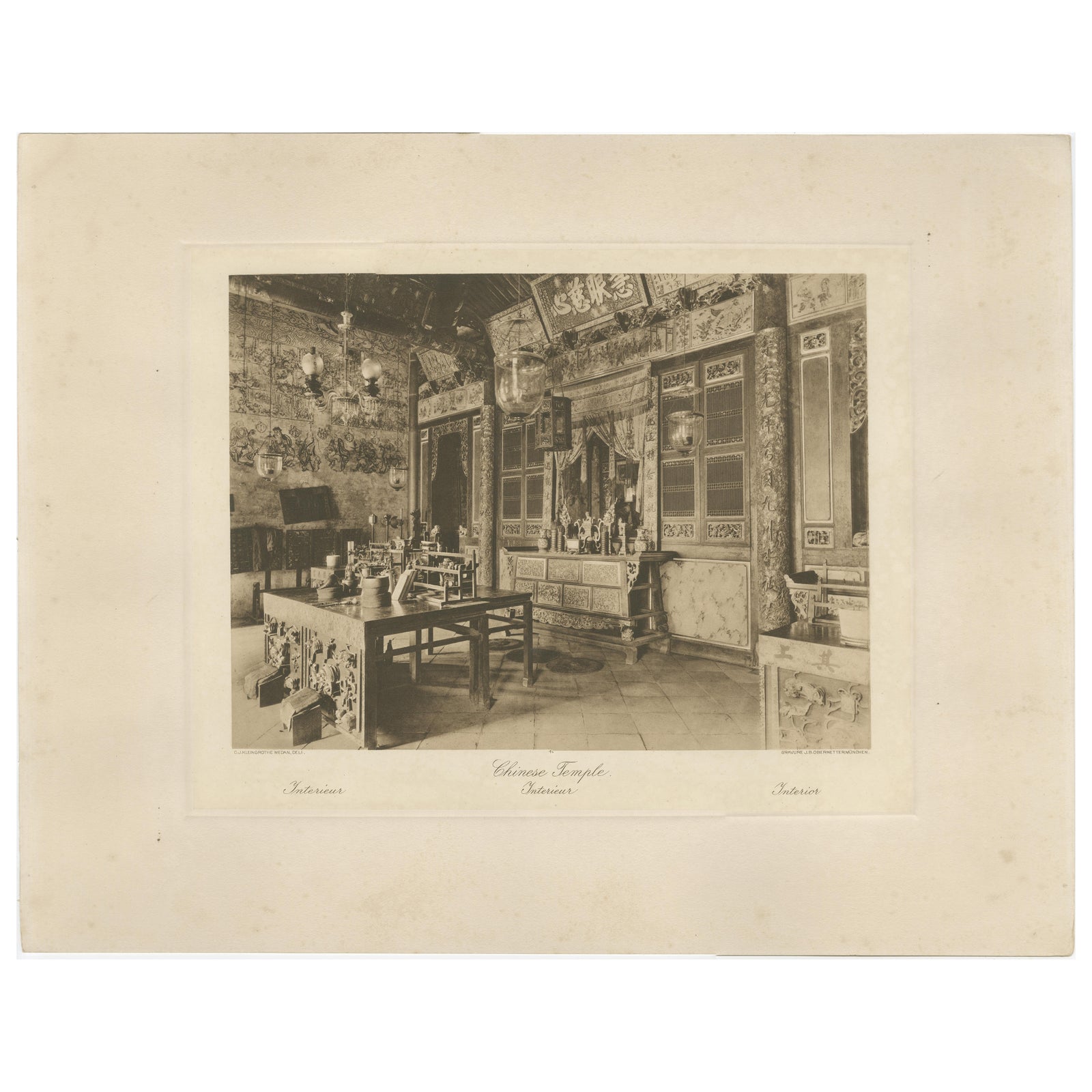 Chinese Temple Interior, Medan, Sumatra, C J Kleingrothe, Dutch East Indies 1910
