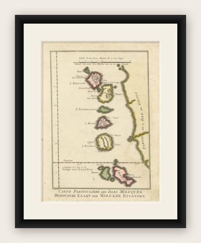 Old Map of the Spice Islands, Moluccas by Bellin, Published in 1771, shown framed