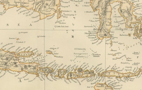 1882 Antique Map of Indian Archipelago, Southeast Asia, Blackie & Son, close-up 4