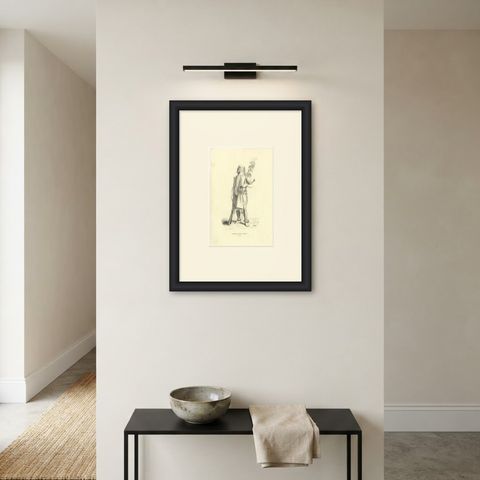 Warrior of Timor, Amfoang, Antique Wahlen Costume Print, 1843-1844, shown framed on a wall, true to size