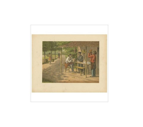 Antique Print of a Warung with Native People by M.T.H. Perelaer, 1888, view 4