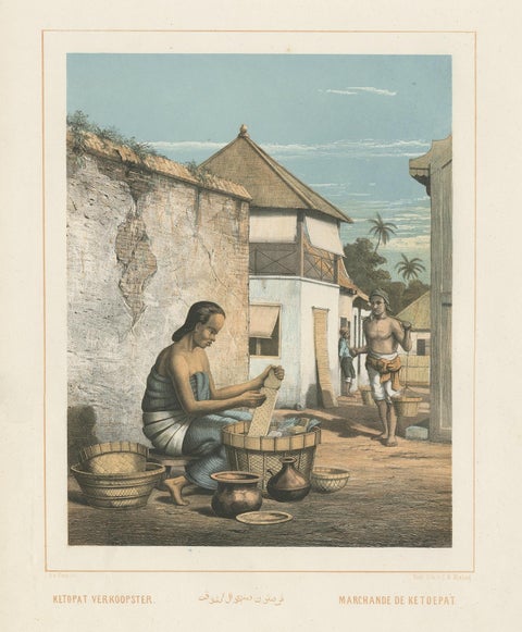 Antique Print of Javanese Woman Selling Ketupat by Van Pers 'circa 1850', view 2