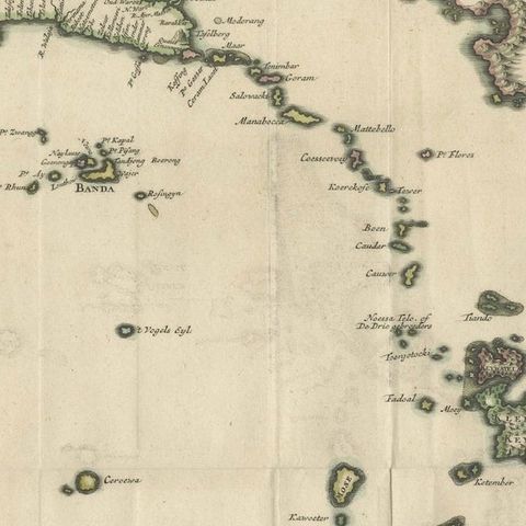 Old Antique Map of the Banda Islands (Southeast), Indonesia & Northern Australia, close-up 4