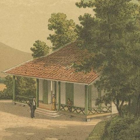 Antique Print of the Residence of Mr. V. Meurs 'Java' by M.T.H. Perelaer, 1888, close-up 2