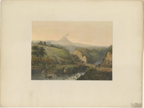 Landscape near Probolinggo with Smoking Volcano, Java Lithograph, c.1872, view 2