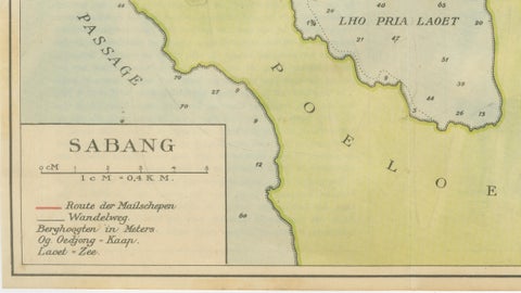 Sabang Bay & Pulau Weh, Antique Dutch Colonial Map of Sumatra, Indonesia, 1910, close-up 3
