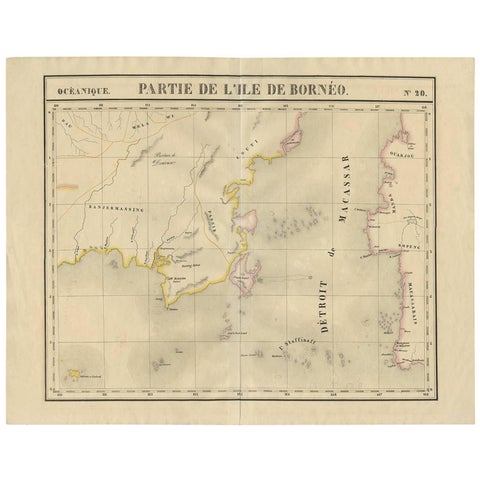 Antique Map of Southeast Borneo by P.M.G. Vandermaelen, 1827