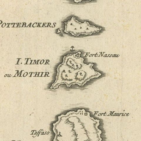 Antique Map of the Maluku Islands or Moluccas, Indonesia, close-up 2