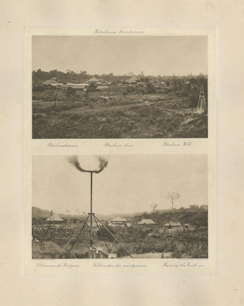 Petroleum Fields with Gas Flares, Aceh, C.J. Kleingrothe Photo c.1910, close-up 1
