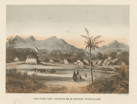 Nice Antique Asian Village View in Aceh, Sumatra, Indonesia, 1874, view 3